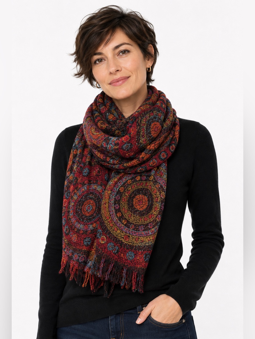 Multicolour Boho Paisley Scarf – Soft and Cozy for Fall